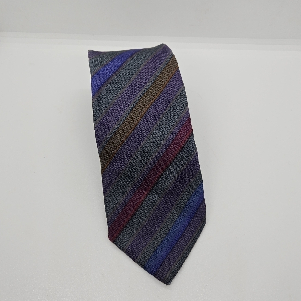 vintage Givenchy Monsieur silk striped tie dark jewel tones
